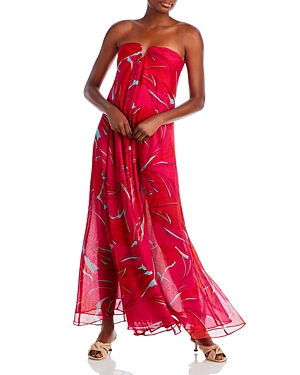 Cult Gaia Janelle Strapless Printed Gown In Chantrelle Pink