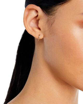 14K Yellow Gold Circle Huggie Hoop Earrings