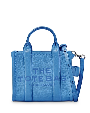 Marc Jacobs The Leather Micro Tote In Spring Blue/silver