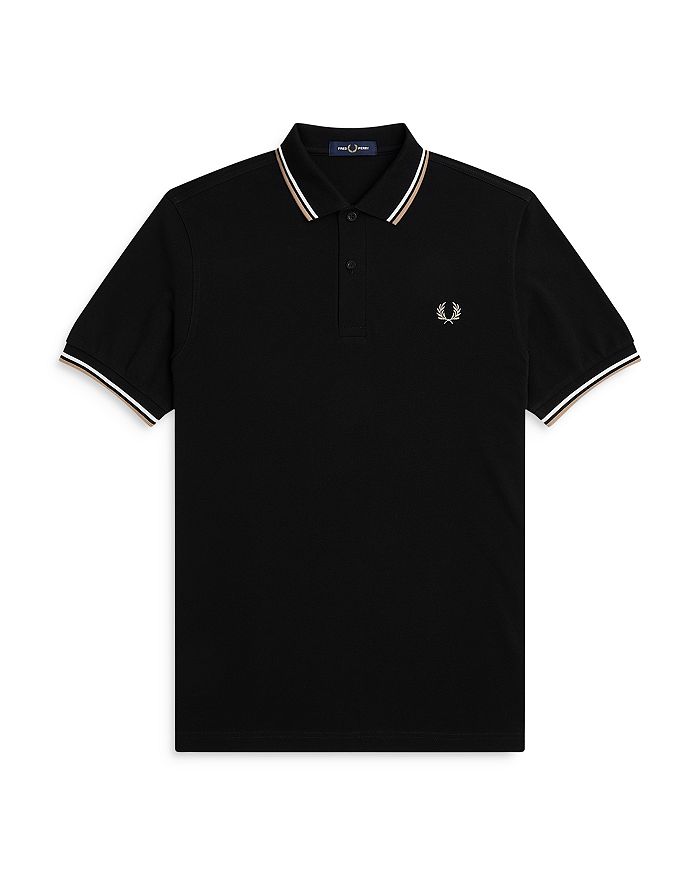 Fred Perry Twin Tipped Slim Fit Polo In Black/white