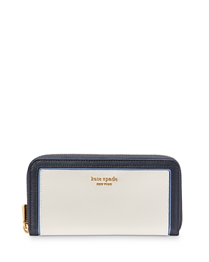 Kate Spade New York Morgan Colorblocked Saffiano Leather Zip Around Continental Wallet In Cream Multi