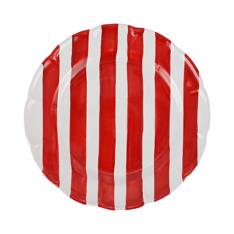 Vietri Amalfitana Stripe Dinner Plate In Red