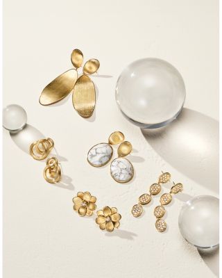 18K Yellow Gold Petali Diamond Flower Stud Earrings