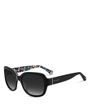 Shop Kate Spade New York Layne Rectangular Sunglasses, 55mm In Black/gray Gradient