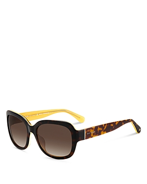 Kate Spade New York Layne Rectangular Sunglasses, 55mm In Havana/brown Gradient