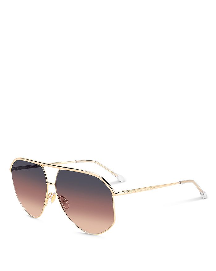 Shop Isabel Marant Geometric Aviator Sunglasses, 64mm In Rose Gold/brown
