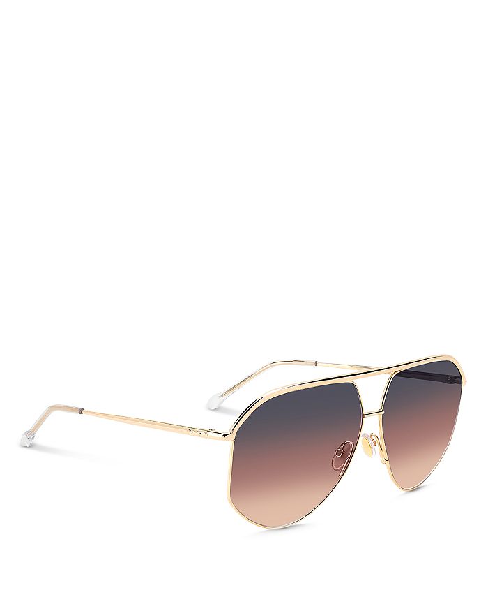 Shop Isabel Marant Geometric Aviator Sunglasses, 64mm In Rose Gold/brown