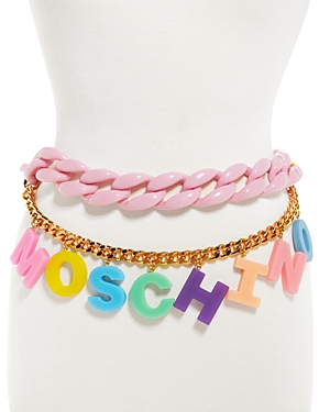 Moschino Women's Bijoux Small Chain Link Logo Belt In Multi/pink