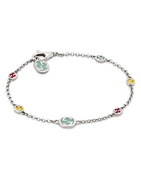 Gucci - Sterling Silver Interlocking G Multicolor Link Bracelet