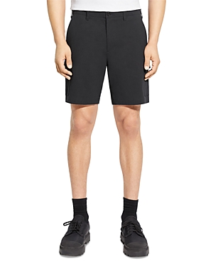 Theory Zaine Straight-leg Cotton-blend Twill Cargo Shorts In Black