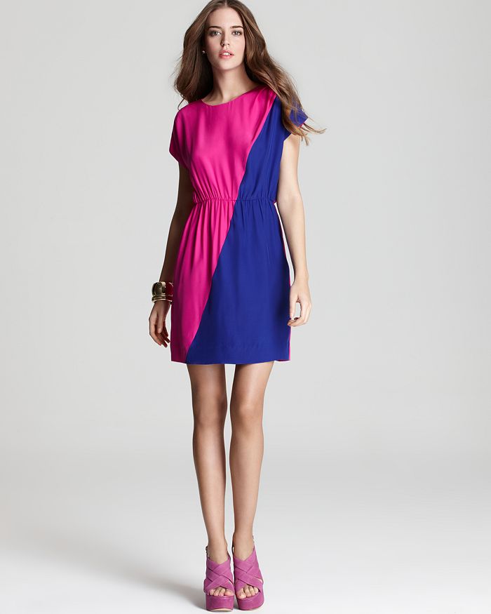 AQUA - Color Block Cinch Waist Dress - 100% Exclusive