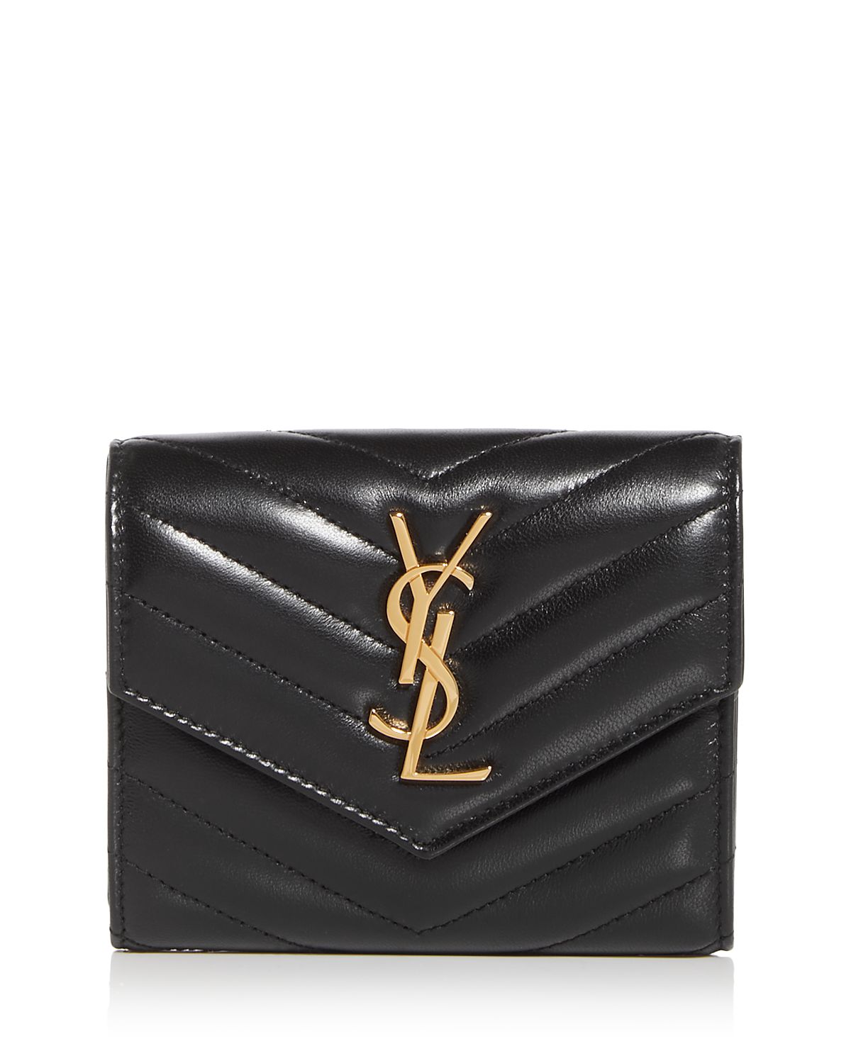 Saint Laurent Cassandre Matelasse Compact Tri Fold Wallet