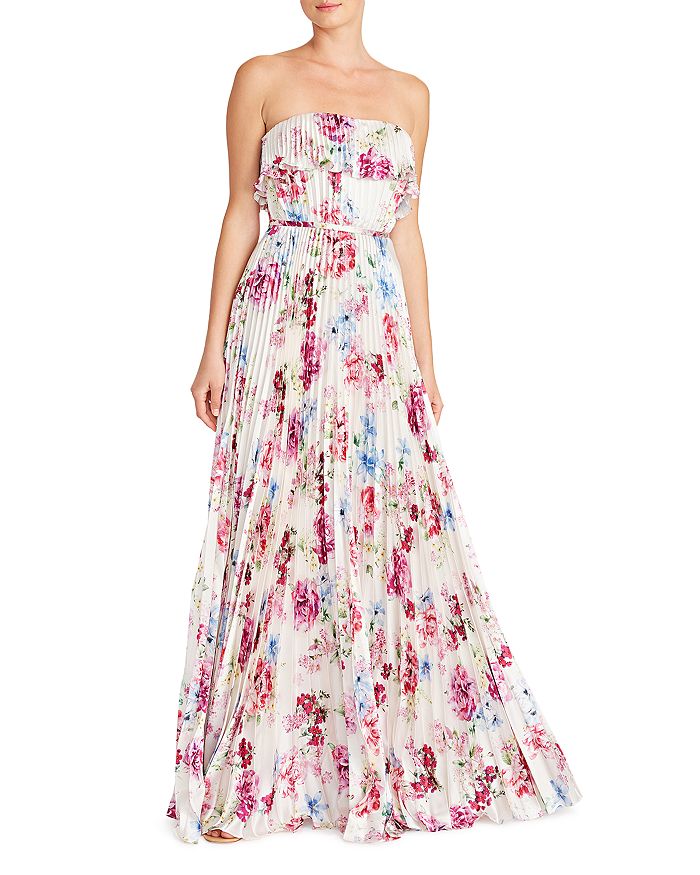 ML Monique Lhuillier Strapless Pleated Gown | Bloomingdale's