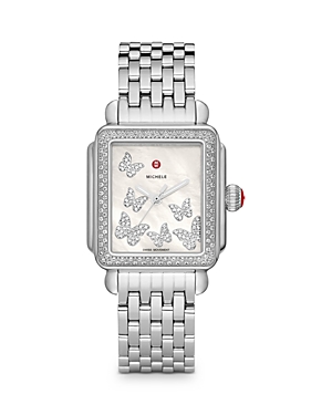 Michele Limited Edition Deco Stainless Steel Diamond Butterfly Watch, 33mm