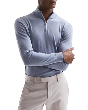 Reiss Blackhall Quarter Zip Wool Pullover In Dove Blue