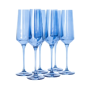 ESTELLE COLORED GLASS CHAMPAGNE FLUTES, SET OF 6