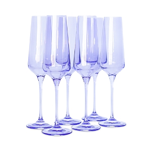 ESTELLE COLORED GLASS CHAMPAGNE FLUTES, SET OF 6