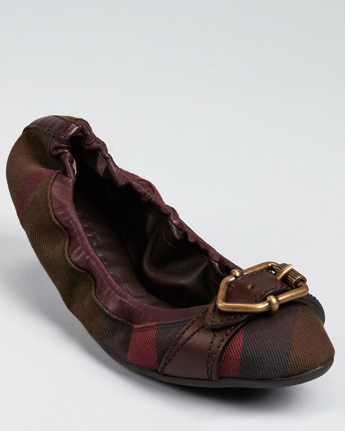 Burberry Flats Glengall Canvas Check Buckle Ballerina Bloomingdale s