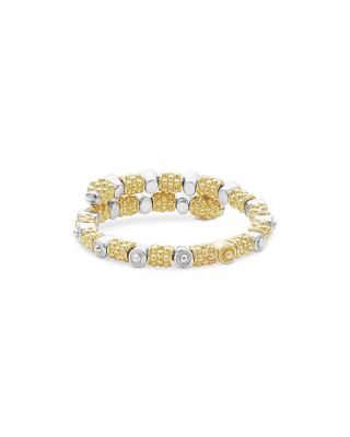18K White & Yellow Gold Signature Caviar Diamond Coil Ring