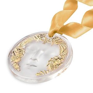 Lalique Masque De Femme Motif Ornament In Clear/gold