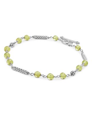 Sterling Silver Caviar Icon Peridot Beaded Bracelet