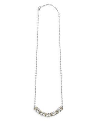 Sterling Silver & 18K Yellow Gold Rittenhouse White Topaz Station Pendant Necklace, 16"-18"
