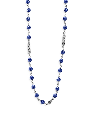 Shop Lagos Sterling Silver Caviar Bead Station Necklace, 16-18 In Blue/silver