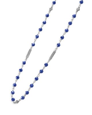 Sterling Silver Caviar Bead Station Necklace, 16"-18"