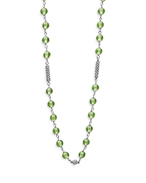 Shop Lagos Sterling Silver Caviar Peridot Bead Station Necklace, 16-18 In Green/silver