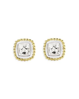 18K Yellow Gold & Sterling Silver Rittenhouse White Topaz Stud Earrings