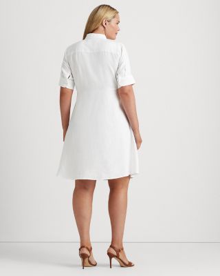 Tie Front Linen Shirt Dress - Petite, Regular & Plus