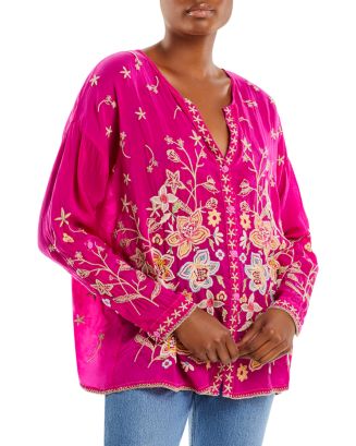 Johnny Was Venessa Georgette Floral Embroidered Long Sleeve Tunic No shops Size Tag