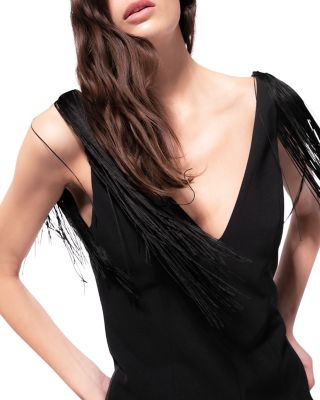 pinko fringe dress Satin one-shoulder mini dress with fringing