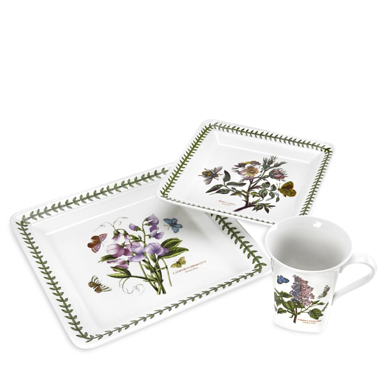 Portmeirion Botanic Garden 12 Piece Dinner Set, Square Shape, Service For 4 In White
