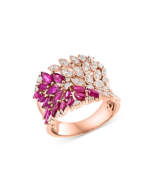 Bloomingdale's Ruby & Diamond Marquis Cluster Ring In 14k Rose Gold - 100% Exclusive In Pink/rose Gold