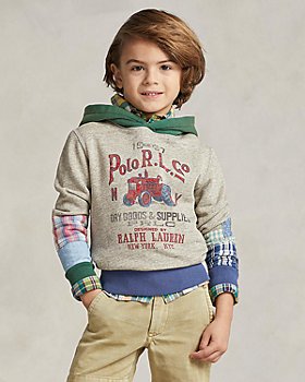 Ralph Lauren - Boys' Patchwork Fleece Graphic Hoodie - Little Kid