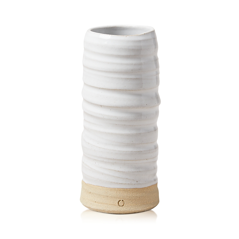 Farmhouse Pottery Small Glazed Stoneware Vase In Open White