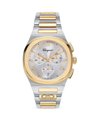 FERRAGAMO Elliptical Two Tone Stainless Steel Chronograph