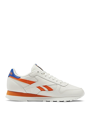 Reebok Men's Classic Lace Up Sneakers In White/blue/orange
