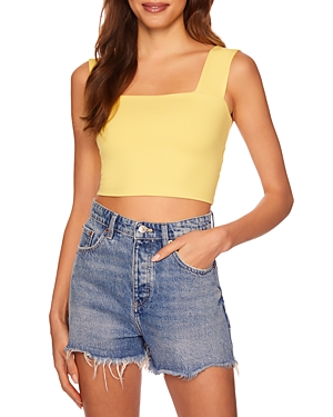 Susana Monaco Square Neck Cropped Tank Top In Lemon Zest