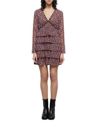 Blazing Field Floral Print Tiered Mini Dress In Mu01