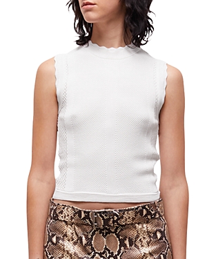 Shop The Kooples Romantic Mixed Knit Crop Top In White