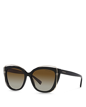 Shop Tiffany & Co Polarized Cat Eye Sunglasses, 54mm In Black/brown Polarized Gradient