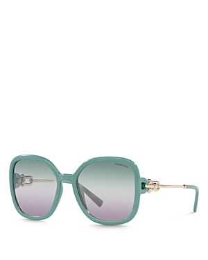 Tiffany & Co Square Sunglasses, 57mm In Green/pink Mirrored Gradient