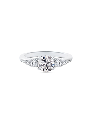 Platinum Pear-Cut Accented Diamond Engagement Ring