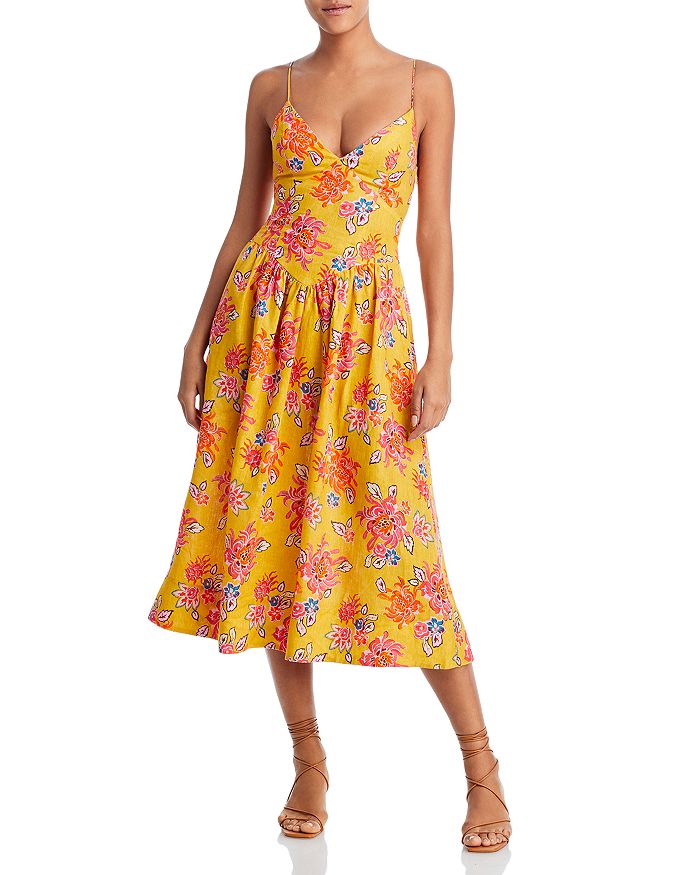 RHODE Sophie Sleeveless Floral Print Midi Dress | Bloomingdale's
