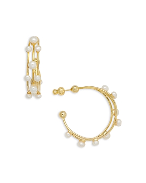 Cult Gaia Shanti Imitation Pearl Hoop Earrings In Gold