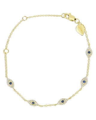 Meira T - 14K Yellow Gold Diamond & Blue Sapphire Evil Eye Bracelet