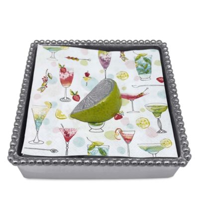 Mariposa Beaded Green Lime Napkin Box Set
