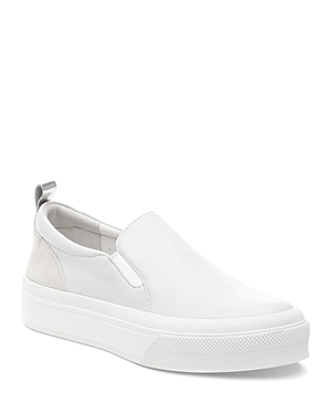 J/slides Women's Gia Slip On Platform Sneakers In White Leather